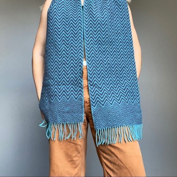 Blarney Woolen Mills Blue Purple Wool Fringe Warm Cozy Scarf - Picture 3 of 7